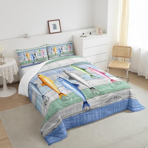 Western Farmhouse Fishing Themed Comforter Set