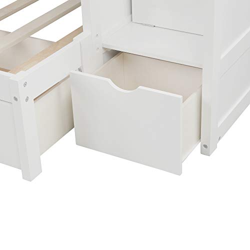 Twin Over Full Bunk Bed with Storage Drawers