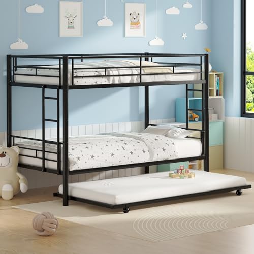 VECELO Twin Over Twin Metal Bunk Bed Set
