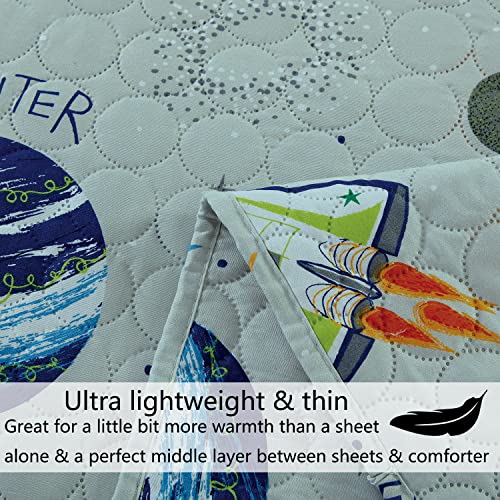 Galaxy Outer Space Adventure Twin Bedspread Set