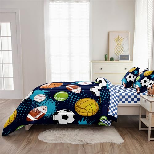 Leaflin Kids Twin Comforter Set - Sports Theme