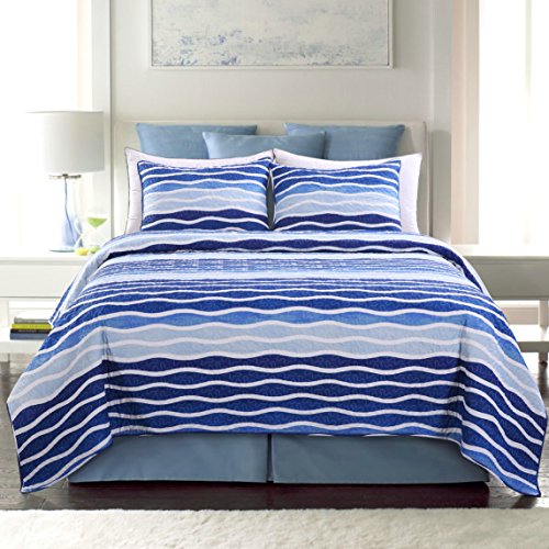 Blue Wave Twin Quilt Set with Sham
