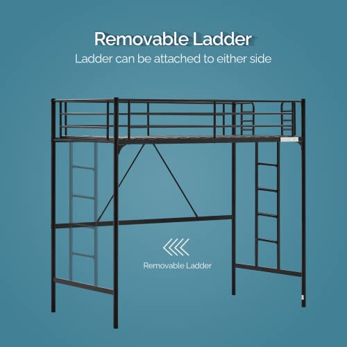 VINGLI Twin Loft Bed with Stairs and Rails