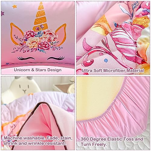 Pink Unicorn Toddler Bedding Set - 4 Piece