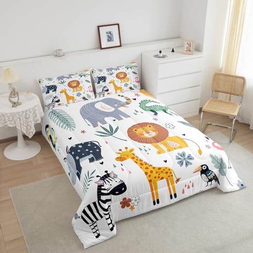 Kids Zoo Animal Comforter Set for Bedroom Decor