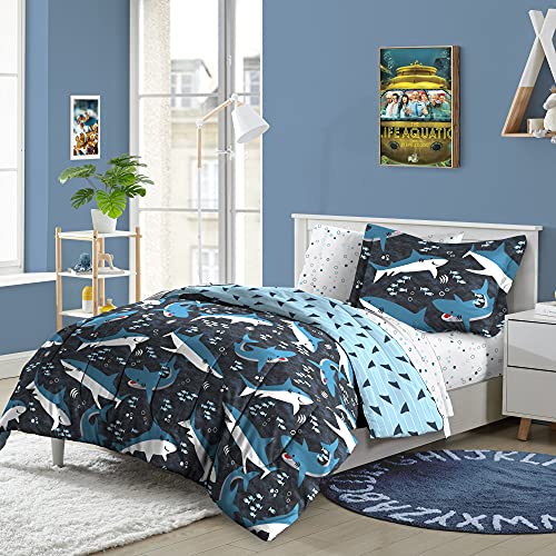 Kids 5-Piece Twin Blue Sharks Bedding Set