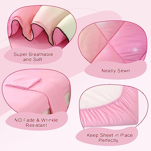 Wowelife Pink Toddler Bedding Set for Girls