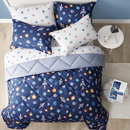 Kids Space Themed Twin Bedding Set, 5 Pieces