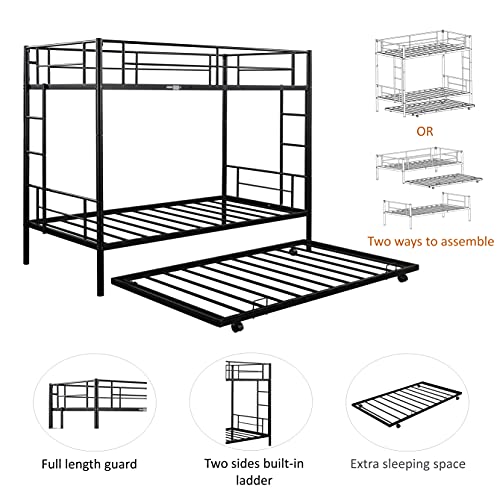 Calabash Twin Metal Bunk Bed with Trundle