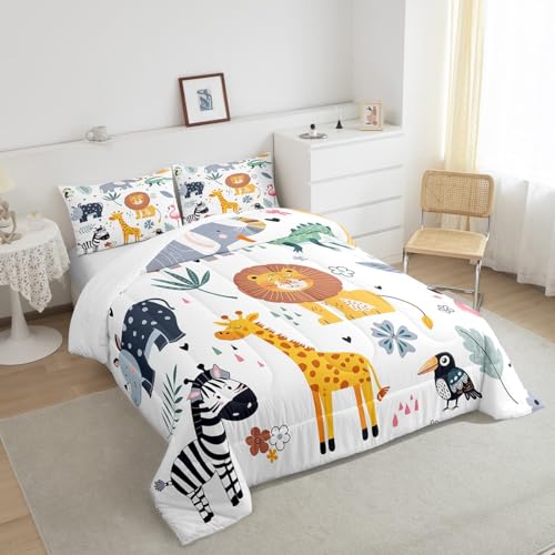 Kids Zoo Animal Comforter Set for Bedroom Decor