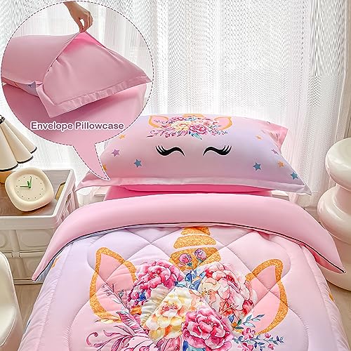 Pink Unicorn Toddler Bedding Set - 4 Piece