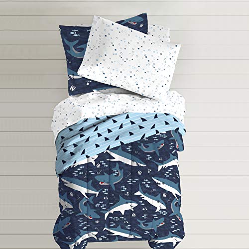 Kids 5-Piece Twin Blue Sharks Bedding Set