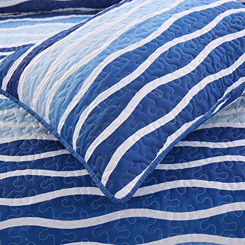 Blue Wave Twin Quilt Set with Sham