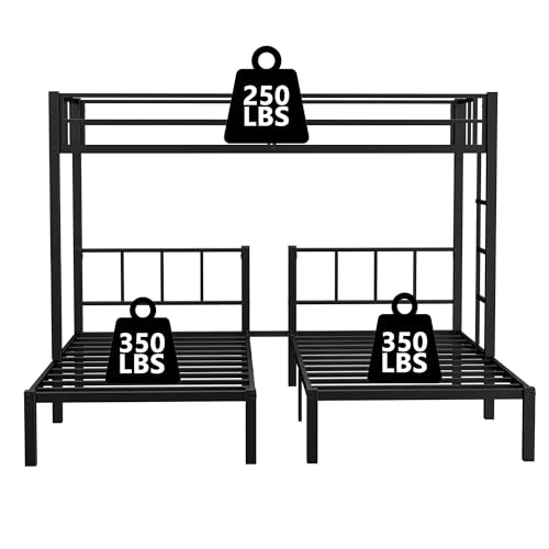 Triple Twin XL Bunk Bed with Storage Shelf