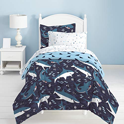 Kids 5-Piece Twin Blue Sharks Bedding Set