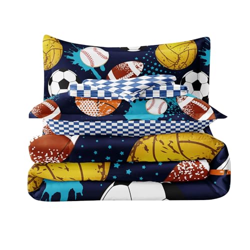 Leaflin Kids Twin Comforter Set - Sports Theme