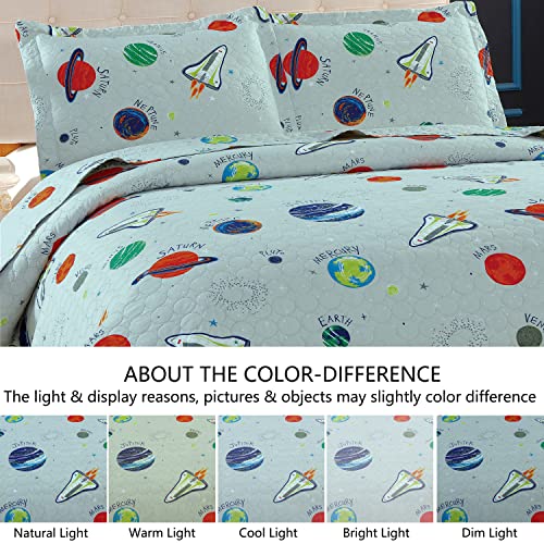 Galaxy Outer Space Adventure Twin Bedspread Set