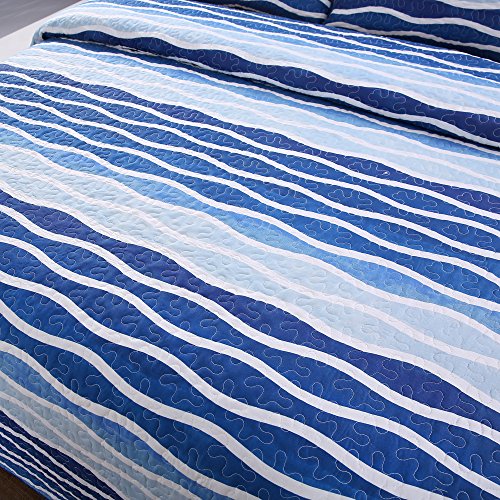 Blue Wave Twin Quilt Set with Sham