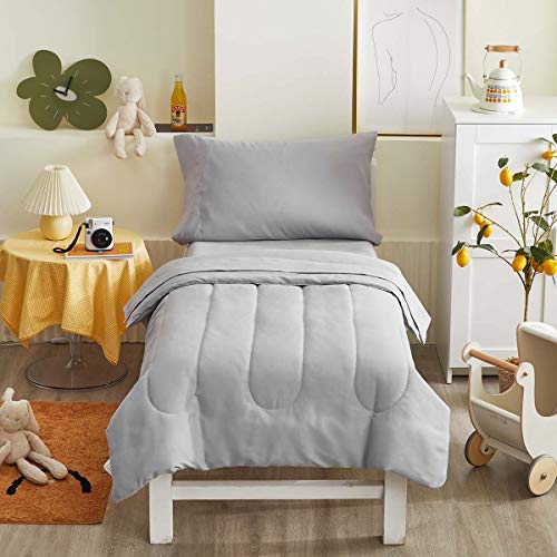 Ultra Soft 4-Piece Toddler Bedding Set - Gray