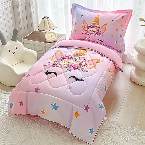 Pink Unicorn Toddler Bedding Set - 4 Piece