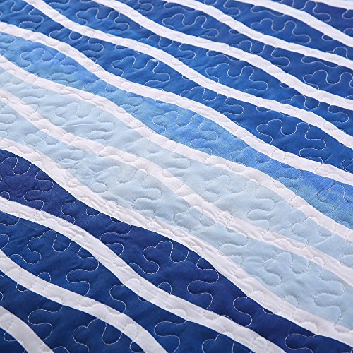 Blue Wave Twin Quilt Set with Sham