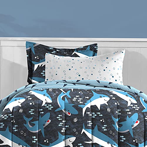 Kids 5-Piece Twin Blue Sharks Bedding Set