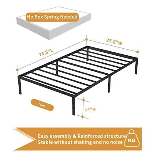 Sturdy Twin Metal Bed Frame with Storage Options