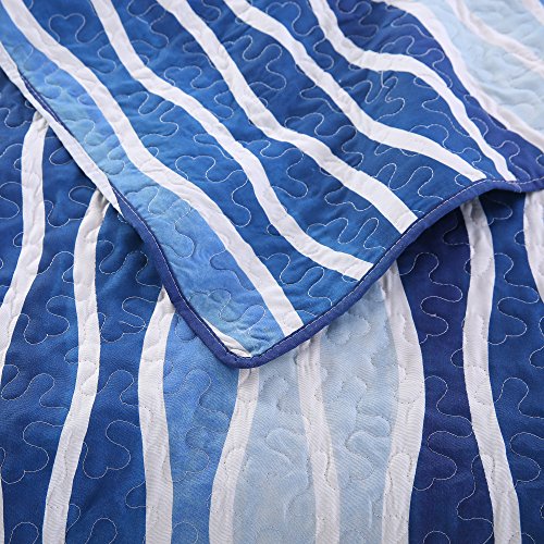 Blue Wave Twin Quilt Set with Sham
