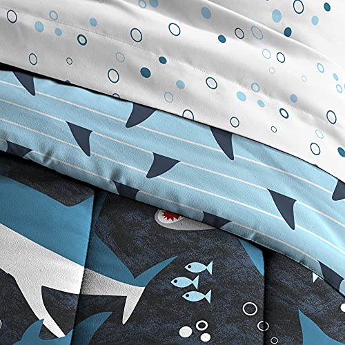Kids 5-Piece Twin Blue Sharks Bedding Set