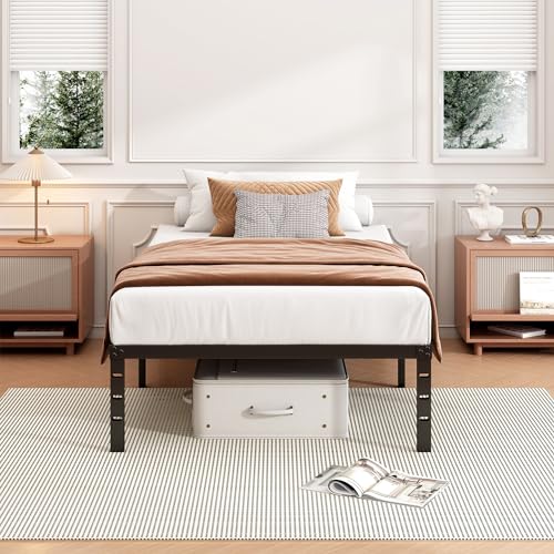 Sturdy Twin Metal Bed Frame with Storage Options