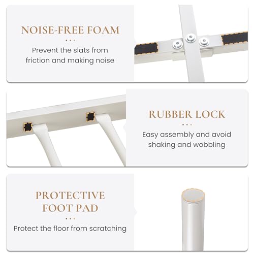 Off-White Victorian Metal Platform Bed Frame