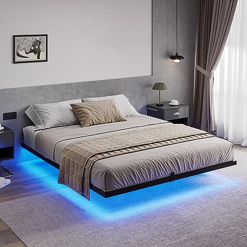 Hasuit Full Size Floating Bed Frame with LED