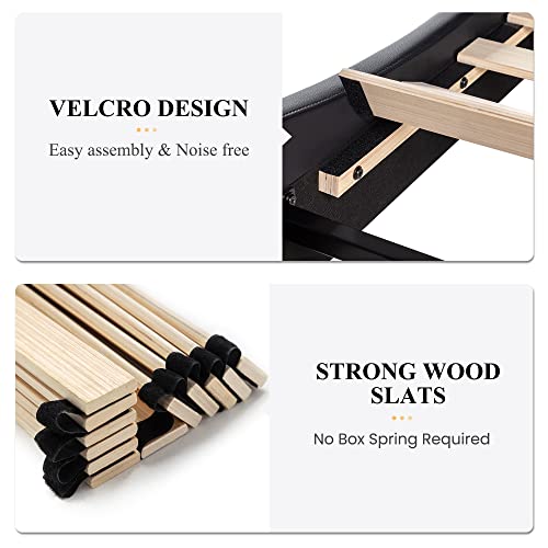 Modern Black King Size Faux Leather Bed Frame