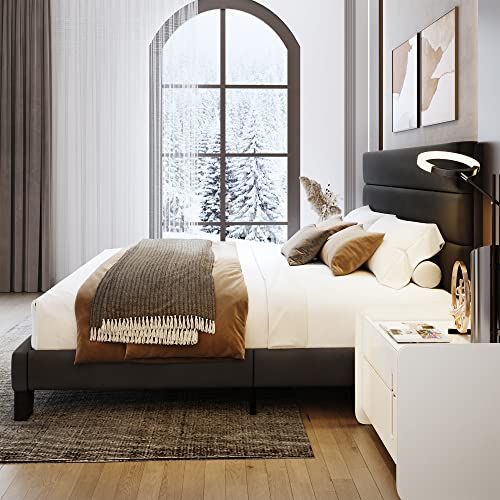 WEEWAY King Velvet Upholstered Bed Frame - Black