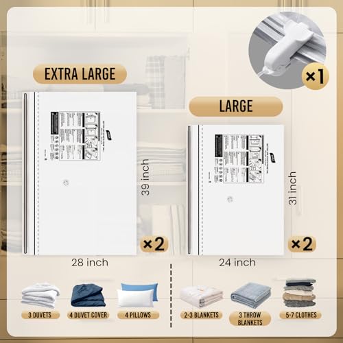 TAILI-LONG 4 Pack Vacuum Storage Space Saver Bags