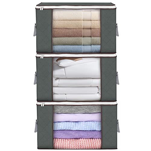 3-Pack Foldable Storage Bags for Bedding, 90L