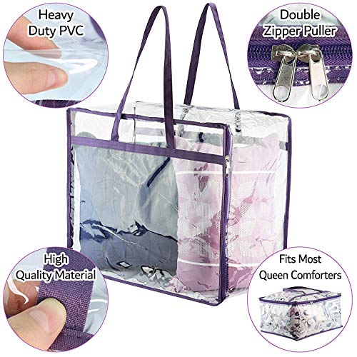 3-Pack Clear Zippered Storage Bags for Bedding