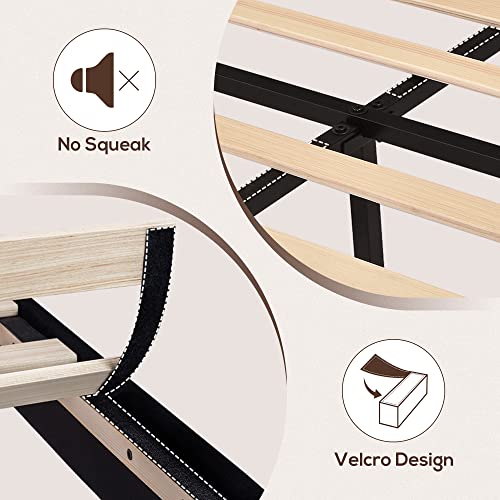 WEEWAY King Velvet Upholstered Bed Frame - Black