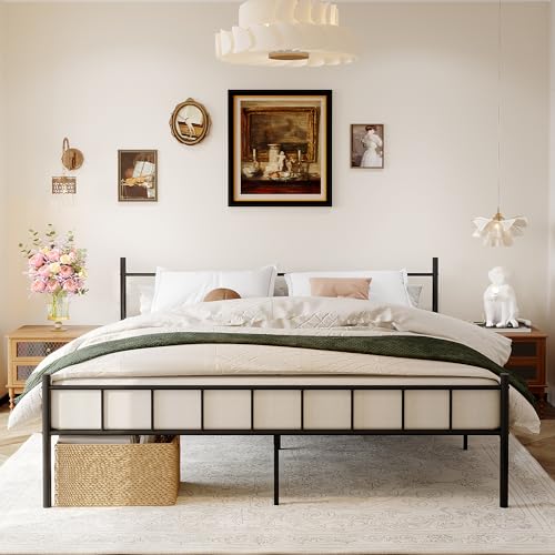 Classic Metal Queen Bed Frame with Under Storage