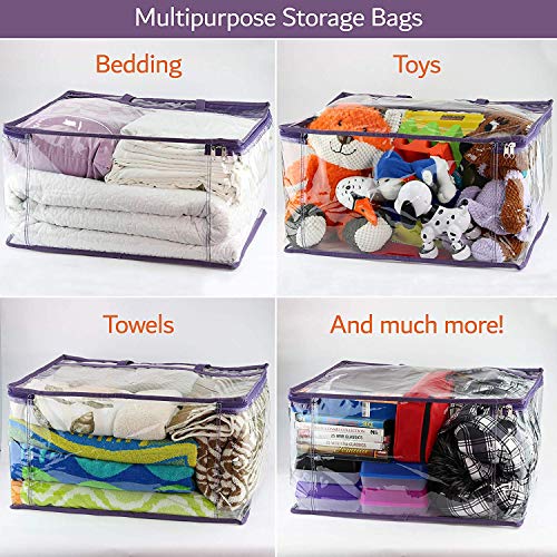 3-Pack Clear Zippered Storage Bags for Bedding