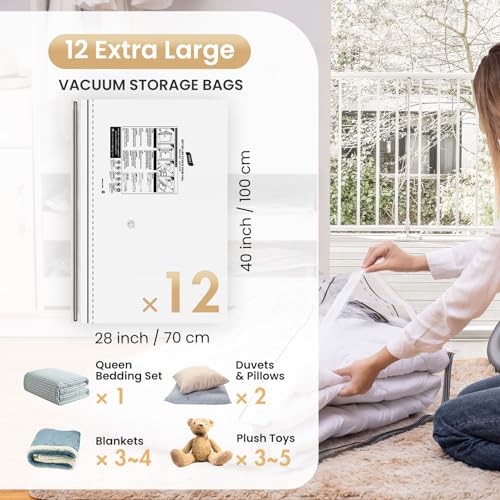 12 Large Vacuum Storage Bags for Bedding & Clothes