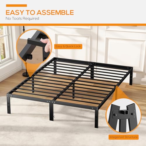 Sturdy Twin Metal Bed Frame with Storage Space