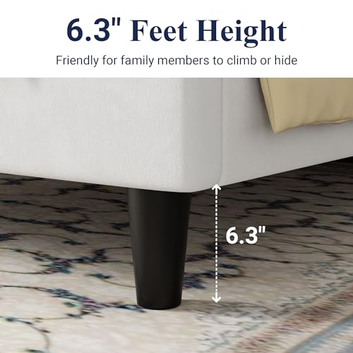 Velvet Full Bed Frame with Tufted Headboard