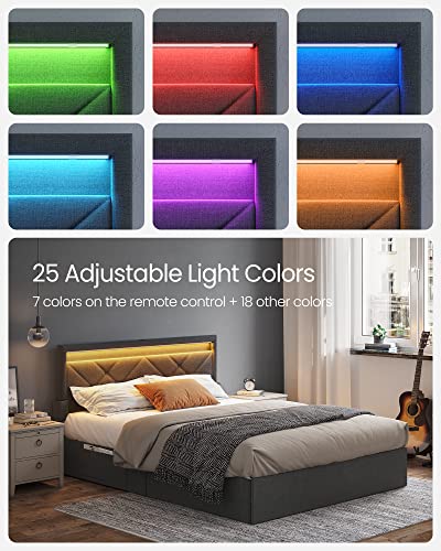 Queen Size LED Bed Frame with 4 Drawers