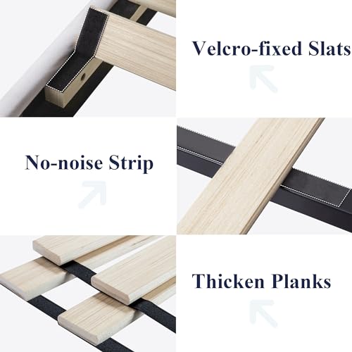 Velvet Full Bed Frame with Tufted Headboard