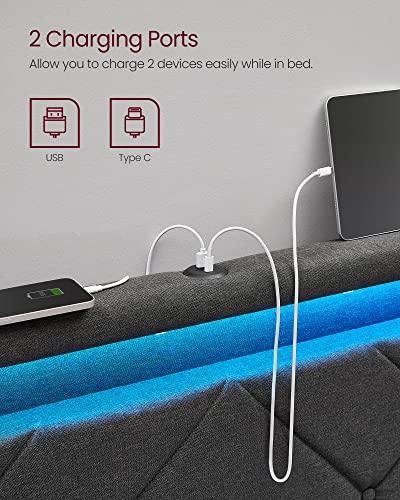 Queen Size LED Bed Frame with 4 Drawers