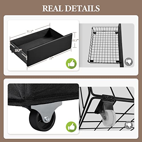 Queen Bed Frame with USB Ports and Storage Drawers