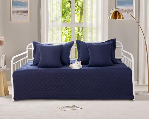 Navy Blue 5-Piece Daybed Cover Set Twin