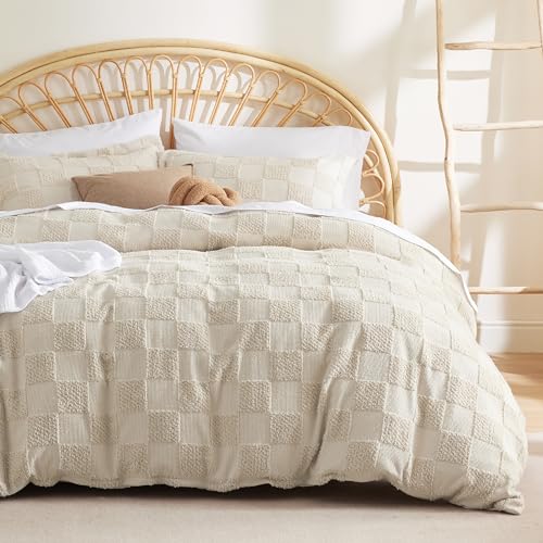 Boho Tufted Queen Duvet Cover Set, 3 Pieces