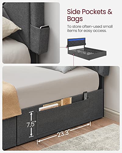 Queen Size LED Bed Frame with 4 Drawers